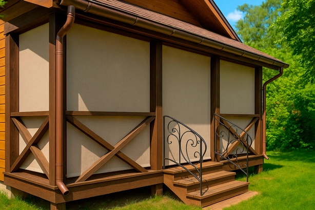 Защитные шторы на беседке - визуализация по фото